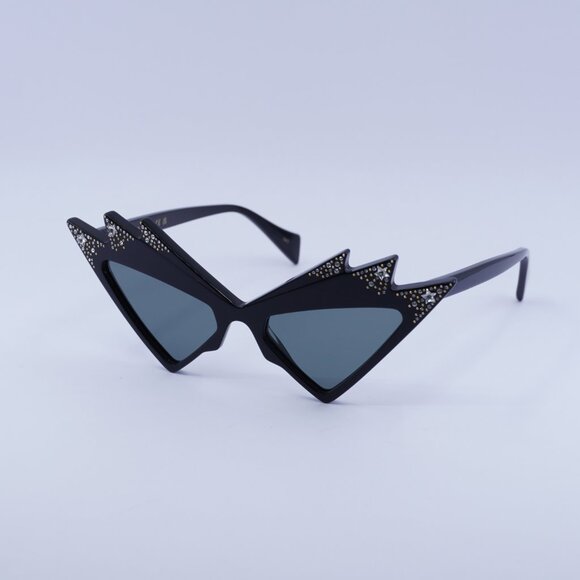 Gucci GG1371S 003 Sunglasses Shiny Black with White Stones Cat Eye Frame - Picture 3 of 9